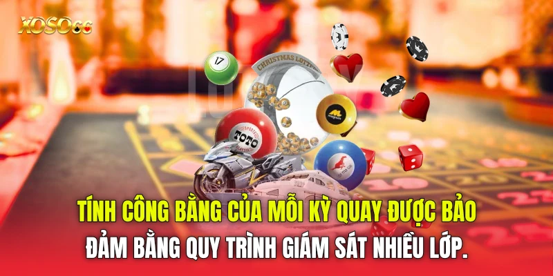Tính công bằng của mỗi kỳ quay được bảo đảm bằng quy trình giám sát nhiều lớp. Tính công bằng của mỗi kỳ quay được bảo đảm bằng quy trình giám sát nhiều lớp.